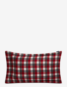 Checked Cotton Flannel Pillowcase - spilvendrānas - red/dk gray