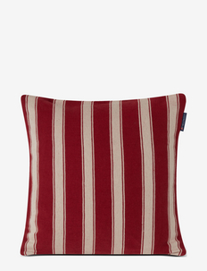 Structure Striped Linen/Coitton Pillow Cover - spilvendrānas - red/lt beige