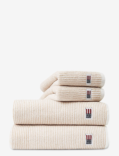 Original Towel White/Tan Striped - hand towels & bath towels - white/tan