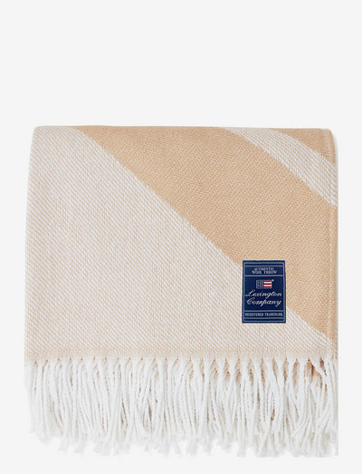 Recycled Cotton Logo Throw - blankets & throws - beige/white