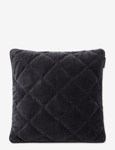 Quilted Cotton Velvet Pillow Cover - cushion covers - dk. gray
