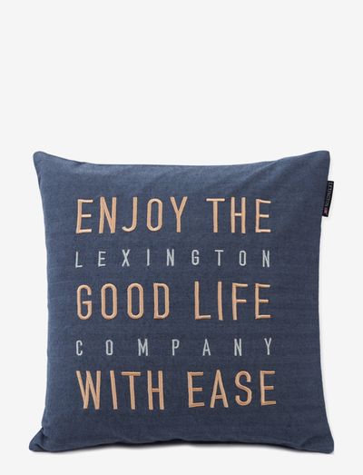 Good Life Herringbone Cotton Flannel Pillow Cover - kuddfodral - steel blue