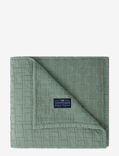 Basket Structured Cotton Bedspread - sengetepper - lt green