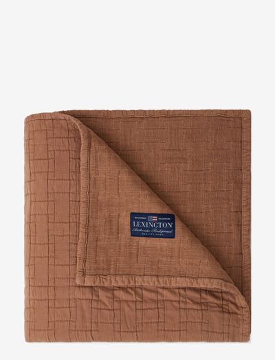 Basket Structured Cotton Bedspread - sengetepper - mid brown