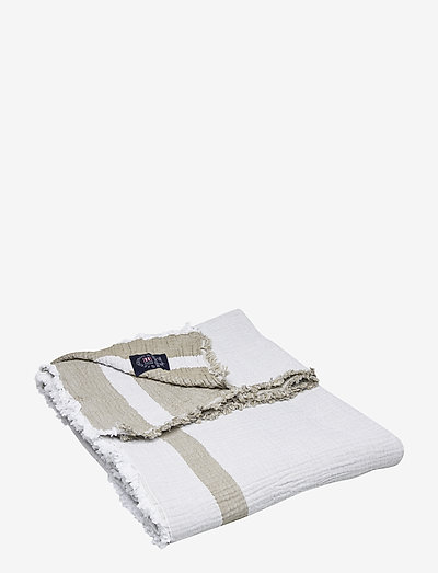 Double Faced Cotton Bedspread - couvre-lit - olive/white