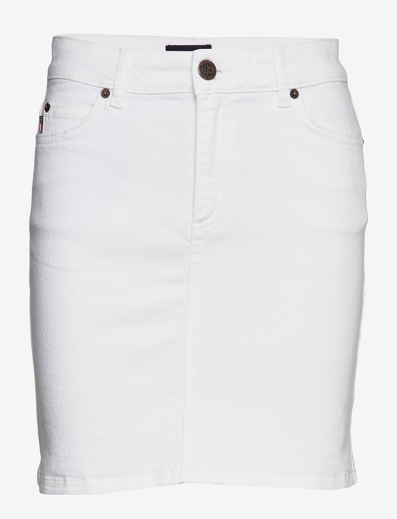 white jean pencil skirt