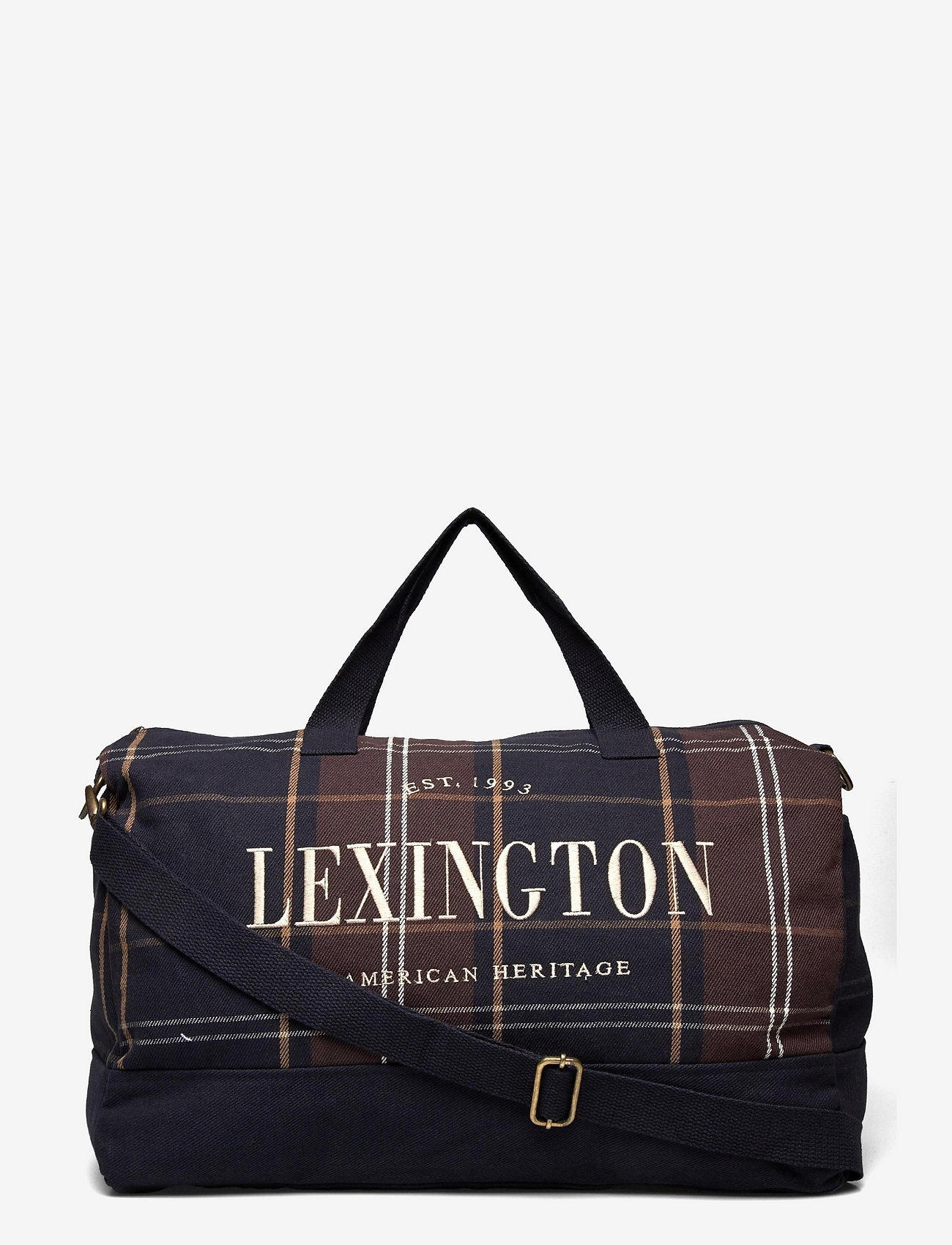 Lexington Clothing - Franklin Organic Cotton Canvas Weekend Bag - dark blue multi check - 0