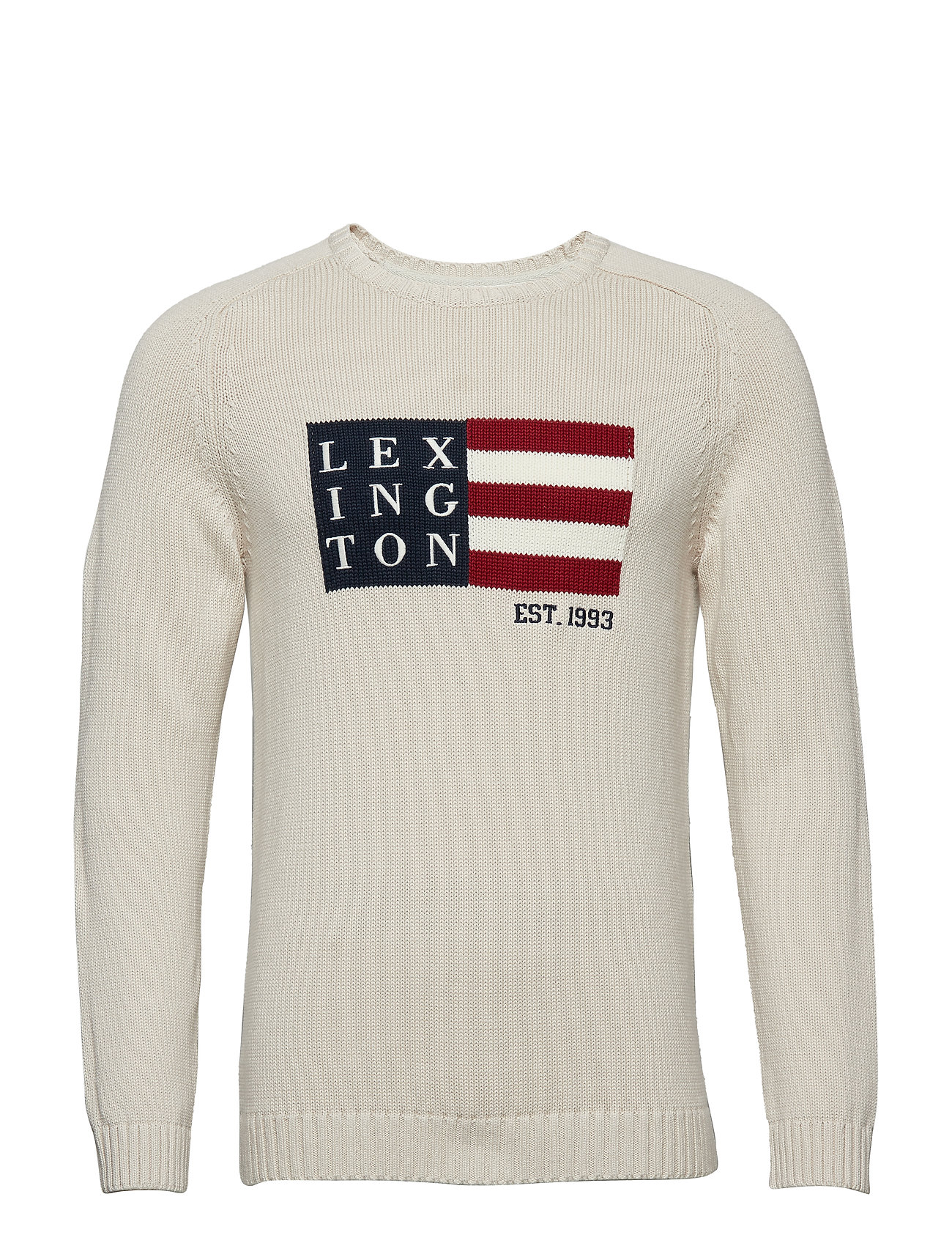 Dylan Sweater Gebreide Trui Met Ronde Kraag Creme Lexington Clothing lexington clothing kopen in de aanbieding