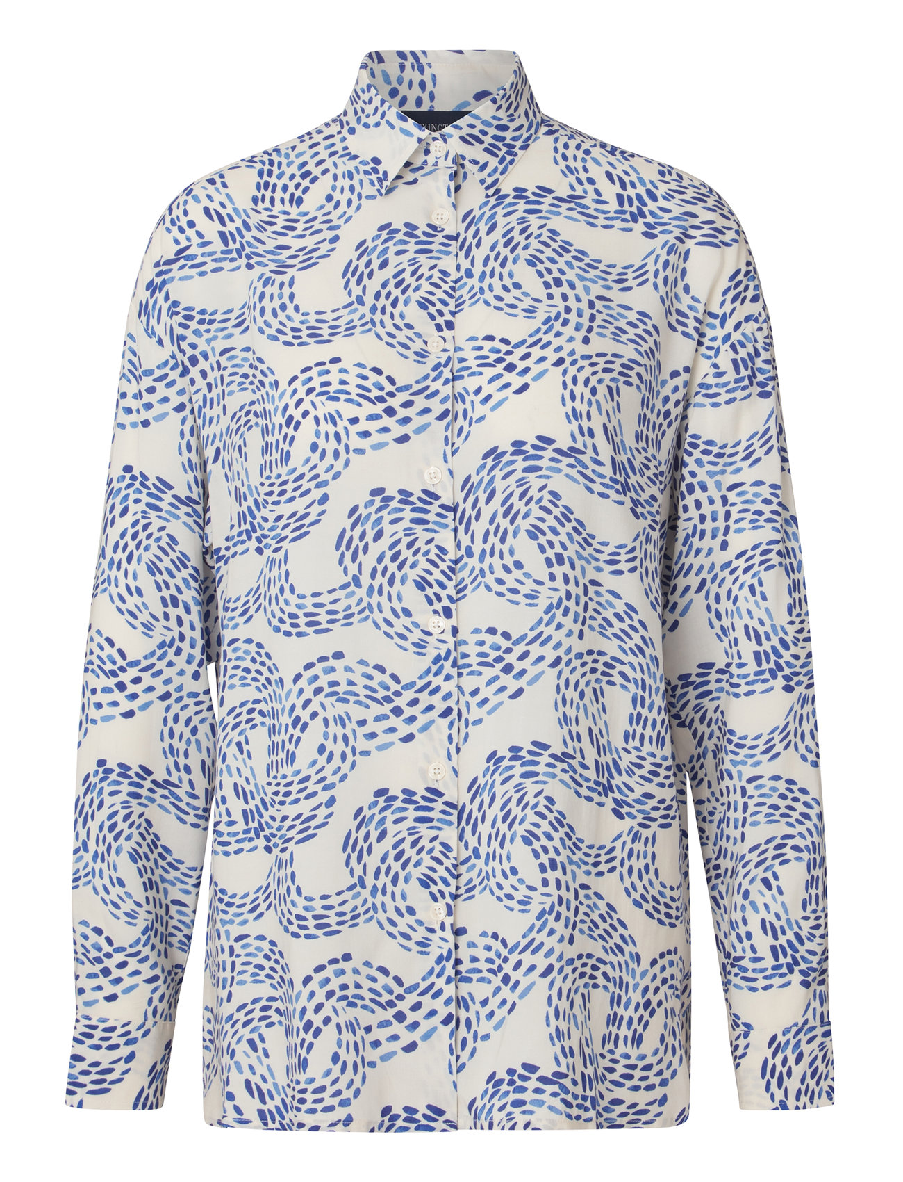 Edith Dot Print Viscose Shirt Blue Lexington Clothing