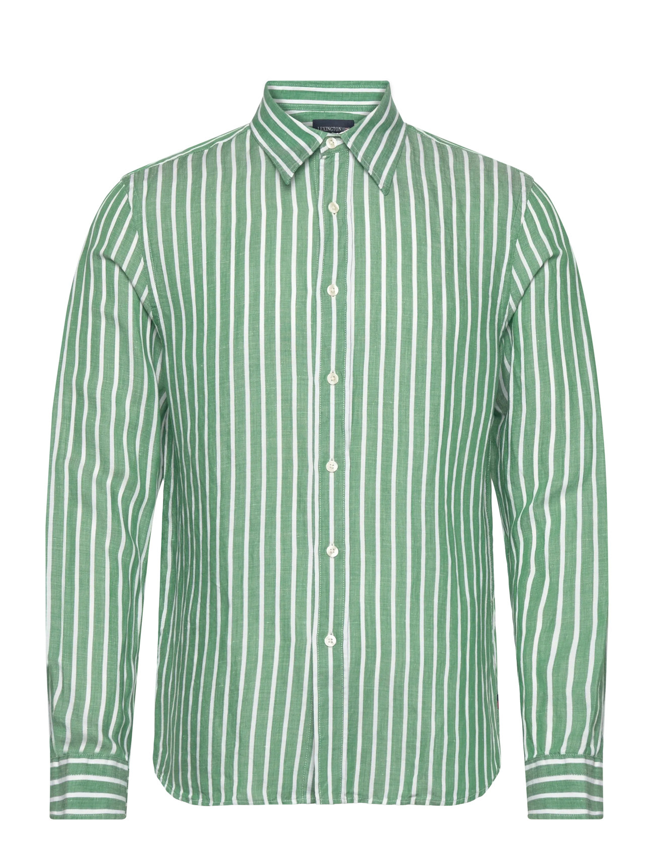 LEXINGTON CLOTHING Klassisch Hemp Gestreift Shirt Grün - L - Herren