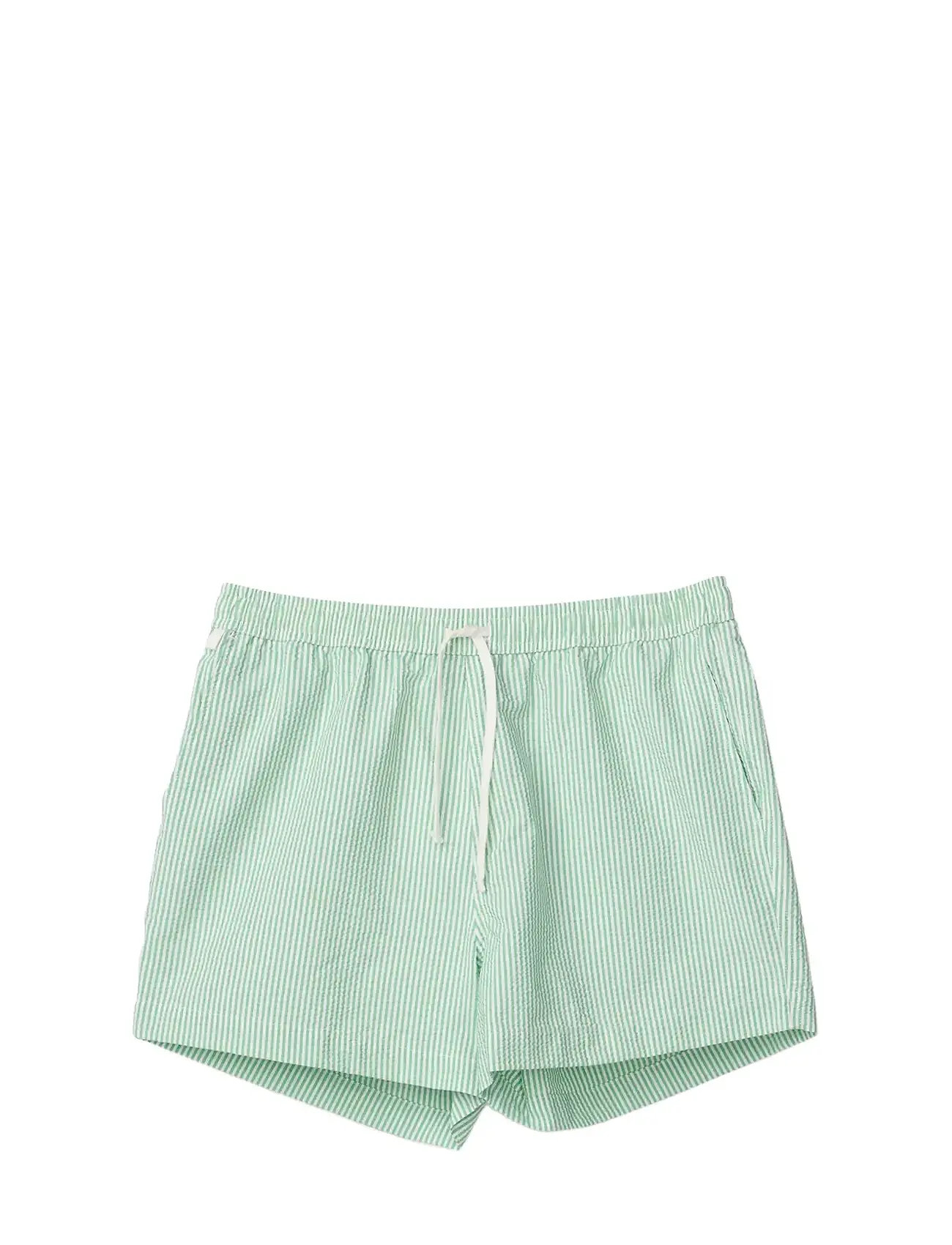 Striped Seersucker Swim Trunks Badeshorts Green Lexington Clothing
