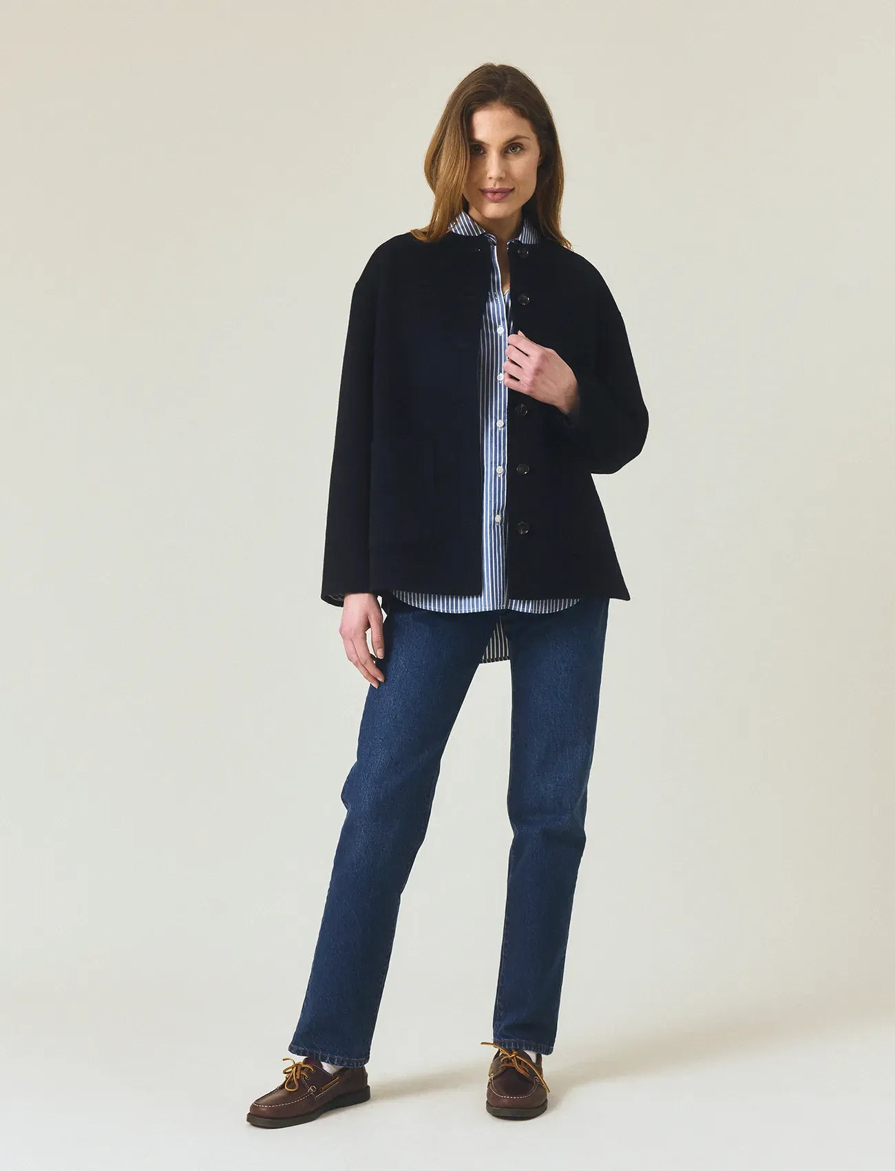 Lexington Clothing Double Faced Wool Blend Jacket, S, Navy, Jakker > Uldjakker, Dame