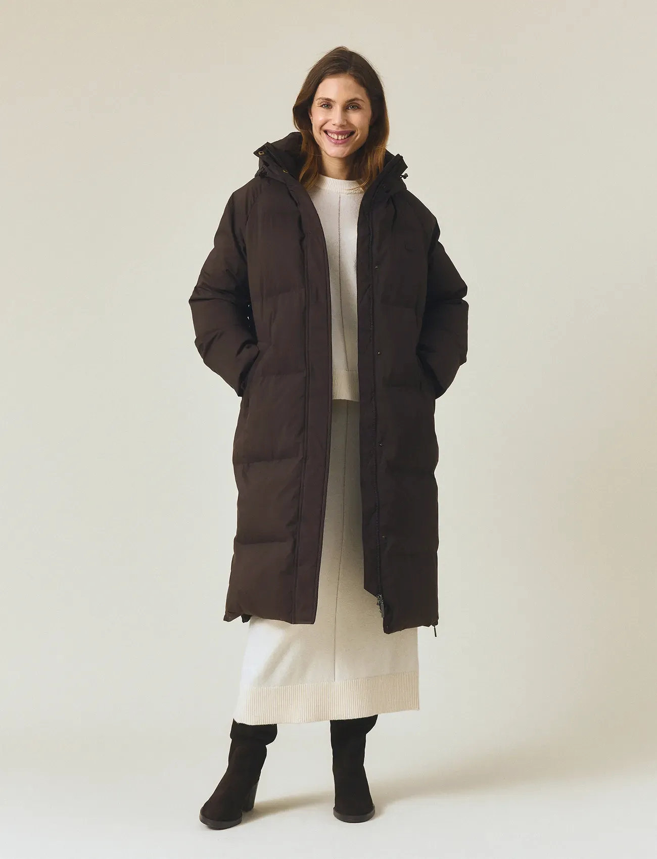 Lexington Clothing Long Down Parka, L, Brown, Overtøj > Parkacoats, Dame