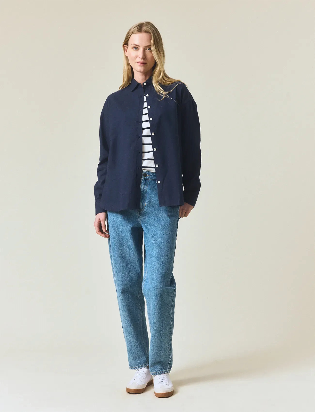 Lexington Clothing Casual Cotton Flannel Solid Shirt, M, Beige, Skjorter > Langærmede, Dame