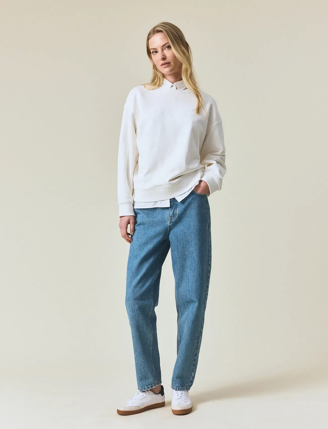 Lexington Clothing Logo Sweatshirt, XL, White, Sweatshirts & Hættetrøjer > Sweatshirts, Dame