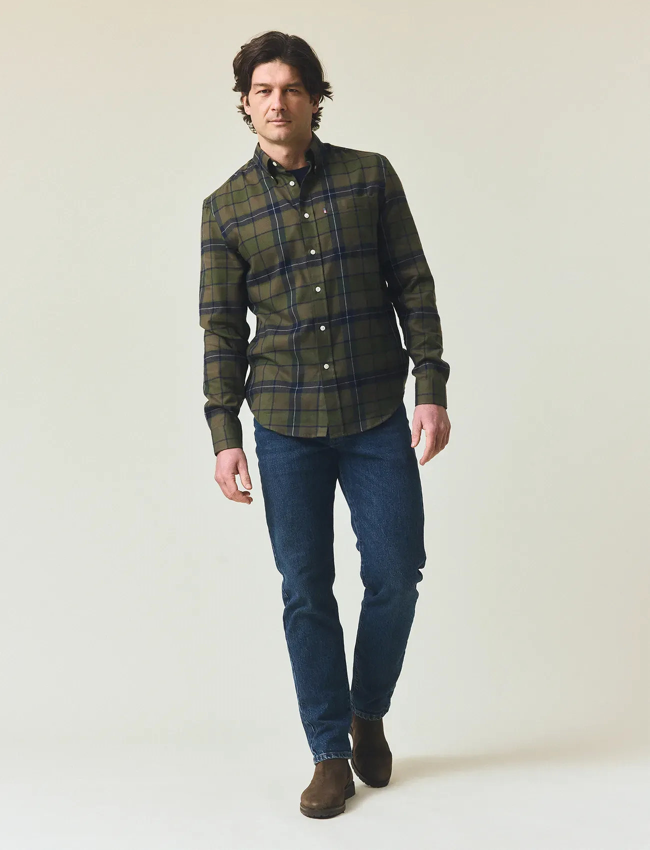 Lexington Clothing Casual Checked Flannel B.d Shirt, S, Khaki green, Shirts > Flannel Shirts, Herre