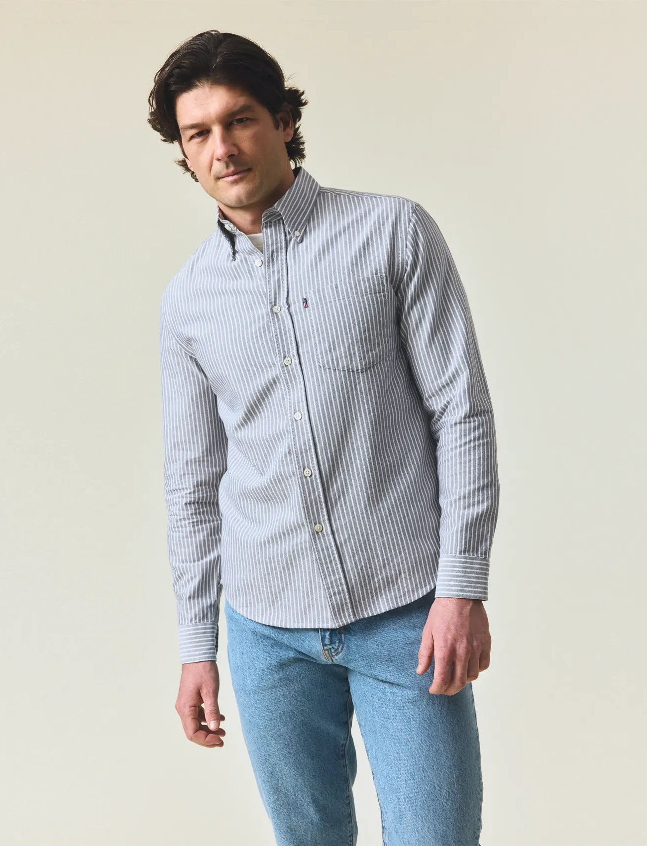 Lexington Clothing Casual Striped Oxford B.d Shirt, M, Blue, Shirts > Oxford Shirt, Herre