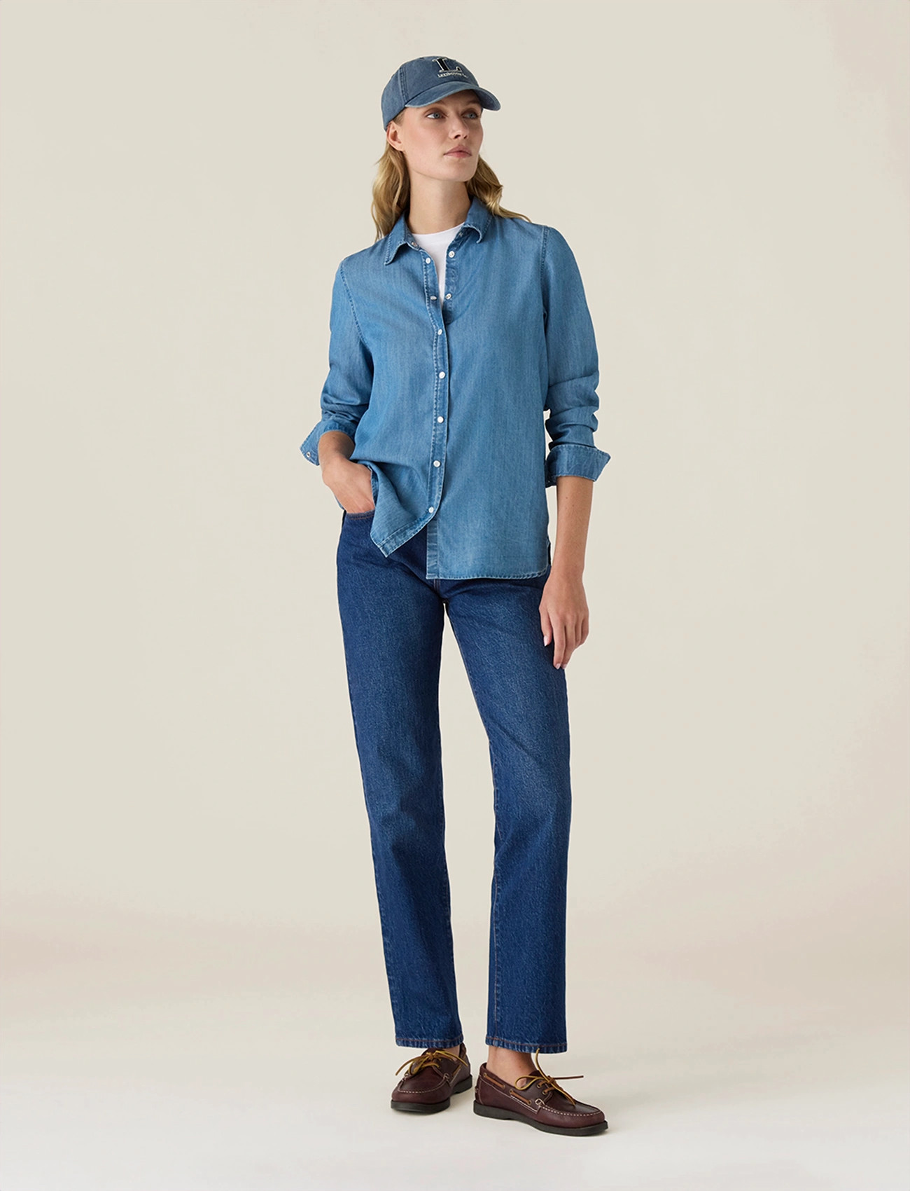 Lexington Clothing Classic Fit Lyocell Denim Shirt, XS, Blue, Skjorter > Denim-Skjorter, Dame