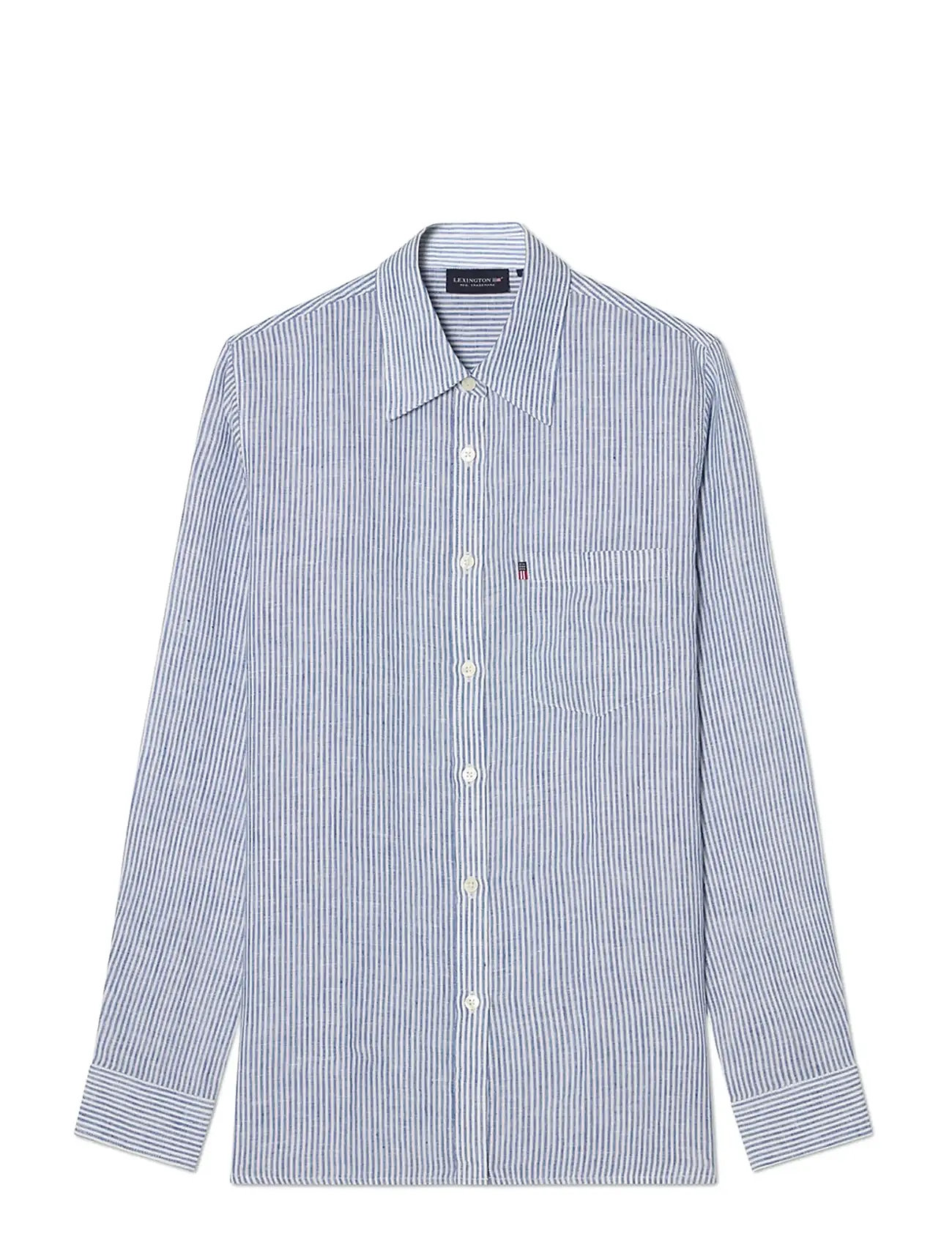 Lexington Clothing Classic Linen Shirt, XL, Blue, Skjorter > Langærmede, Dame