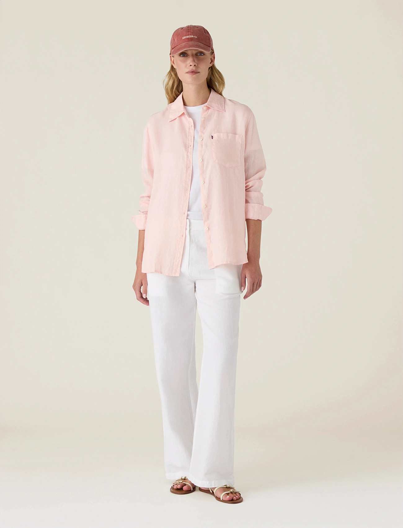 Lexington Clothing Classic Linen Shirt, XL, Pink, Skjorter > Langærmede, Dame