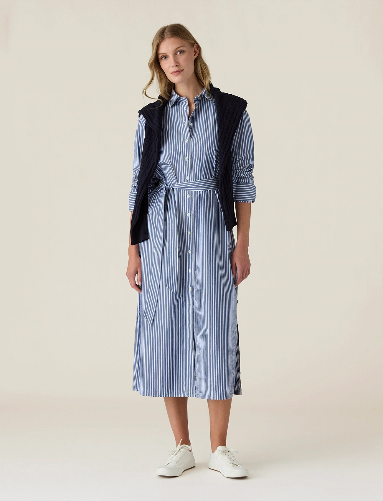 Lexington Clothing Casual Long Poplin Shirtdress, L, Blue, Kjoler > Skjortekjoler, Dame