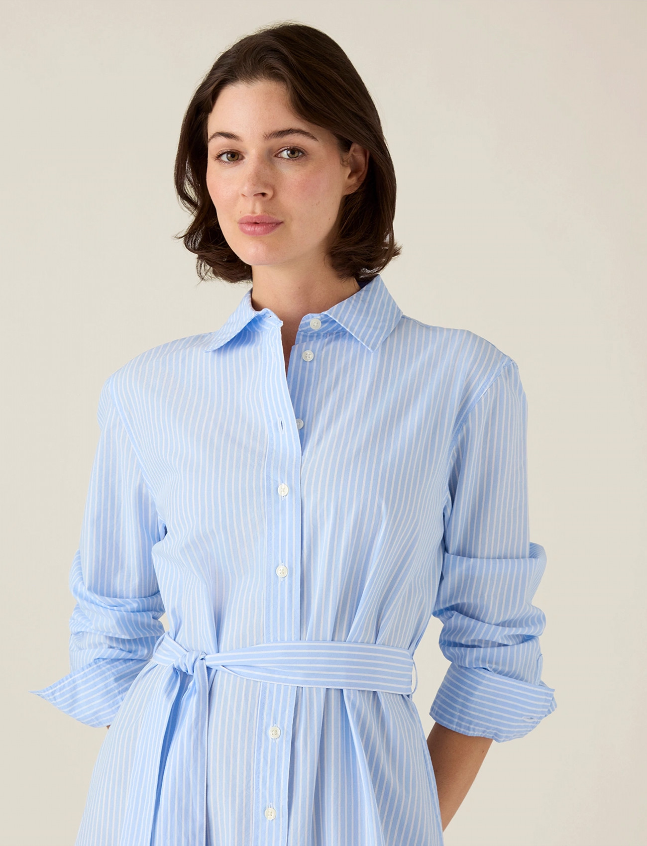 Lexington Clothing Casual Long Poplin Shirtdress, M, Blue, Kjoler > Skjortekjoler, Dame