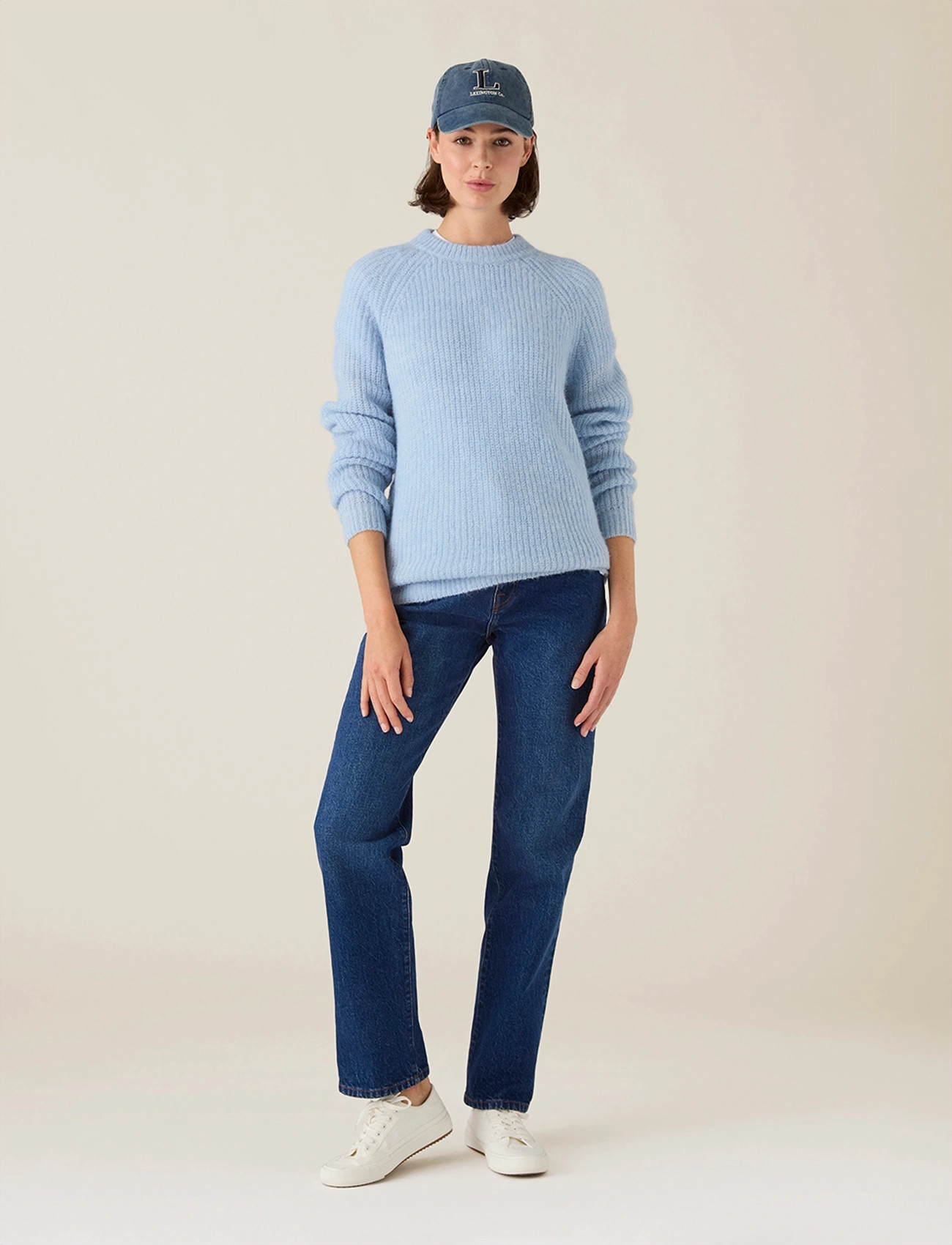 Lexington Clothing Alpaca Blend Raglan Sweater, S, Blue, Strik > Trøjer, Dame