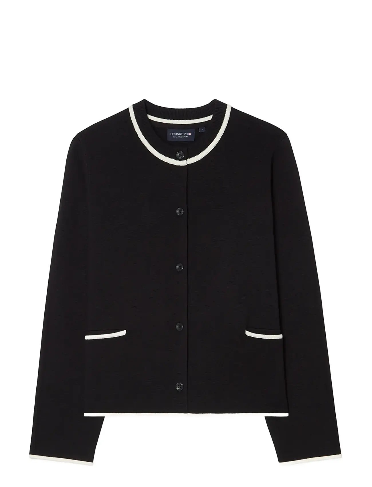 LEXINGTON CLOTHING Contrast Baumwolle Cardigan Schwarz - S - Damen