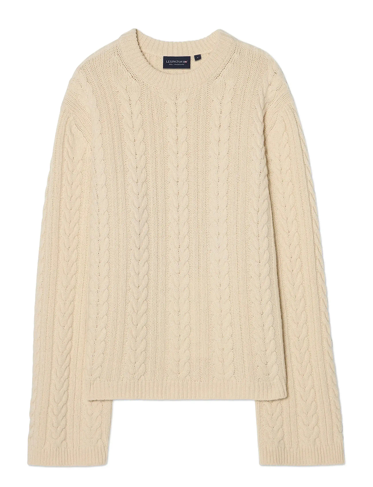 LEXINGTON CLOTHING Cashmere Cable Strick Pullover Cream - L - Damen
