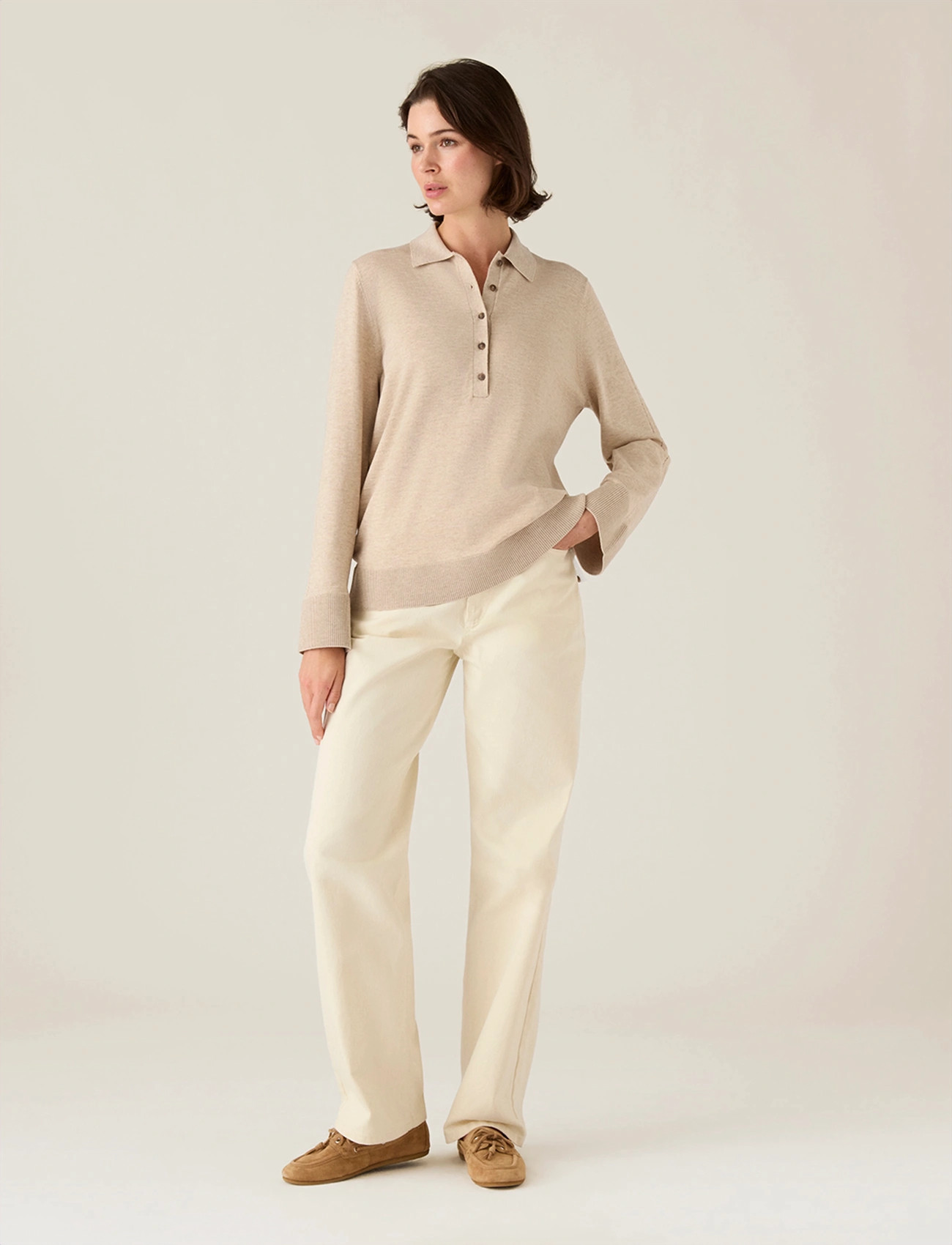 Lexington Clothing Polo Knitted Sweater, XL, Beige, Strik > Trøjer, Dame