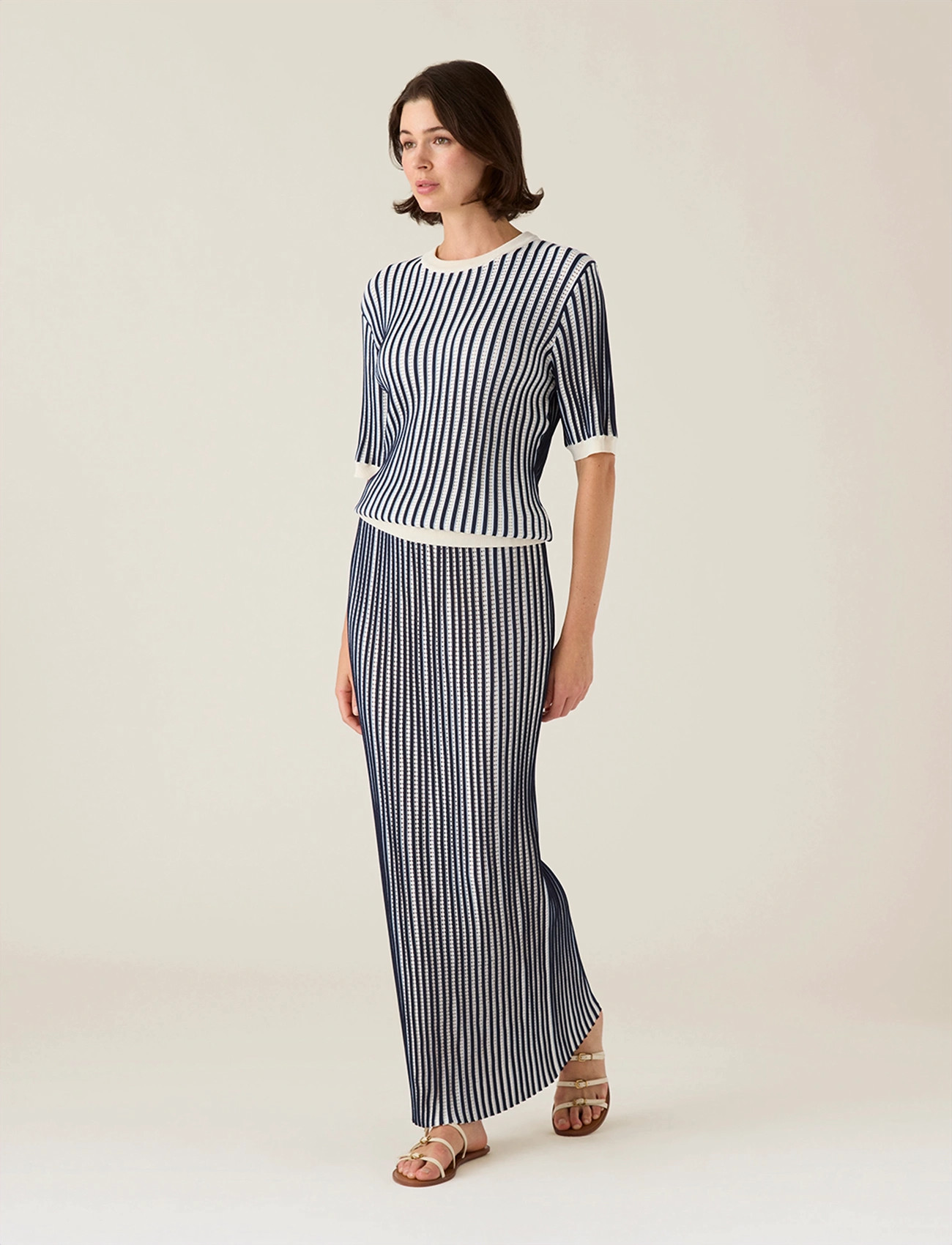 Lexington Clothing Multi Striped Knitted Skirt, S, Multi/patterned, Nederdele > Strikkede Nederdele, Dame