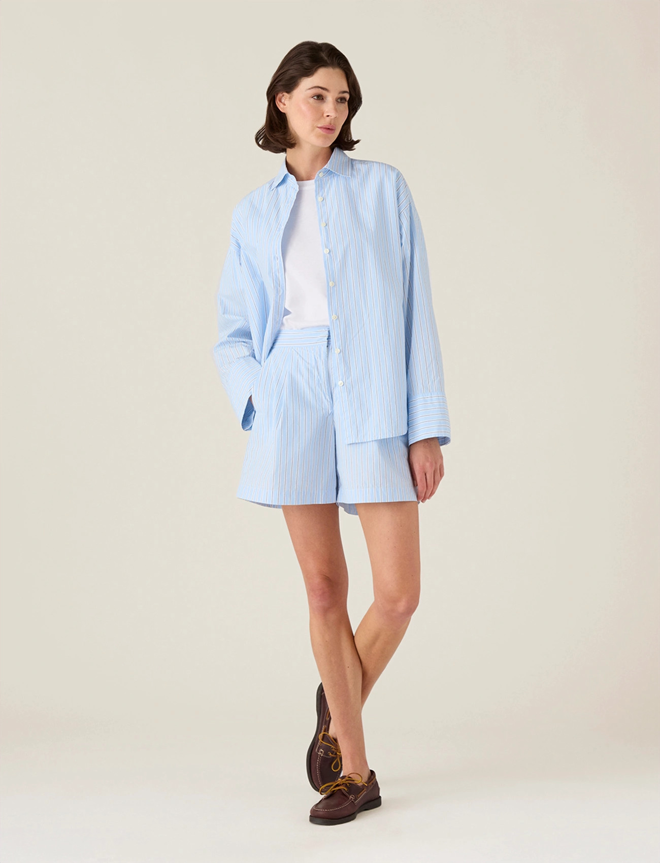 Lexington Clothing Organic Cotton Poplin Shorts, M, Blue, Shorts > Afslappede Shorts, Dame