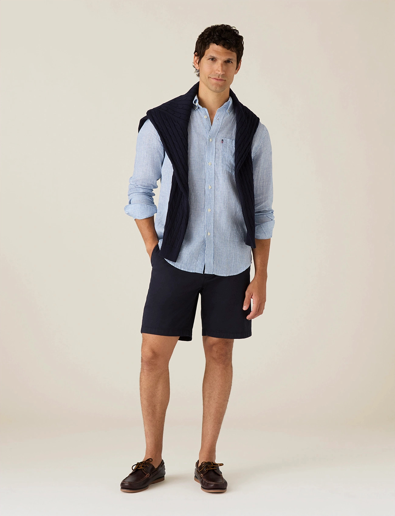 Lexington Clothing Casual Linen B.d Shirt, S, Blue, Skjorter > Afslappet Shirts, Herre