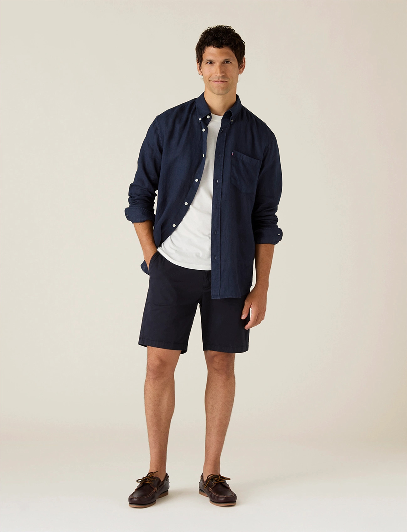Lexington Clothing Casual Linen B.d Shirt, S, Navy, Skjorter > Afslappet Shirts, Herre