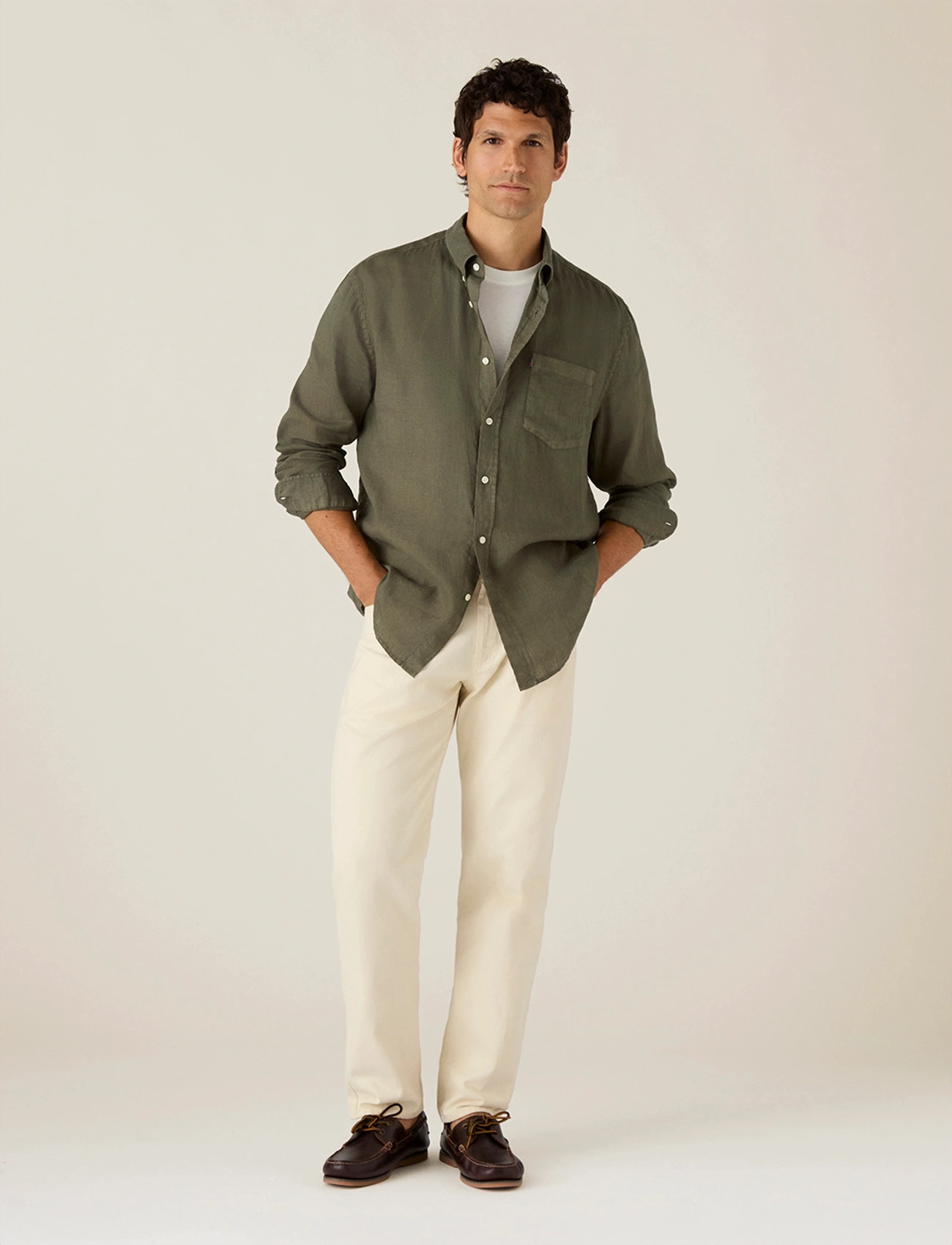 Lexington Clothing Casual Linen B.d Shirt, M, Green, Skjorter > Afslappet Shirts, Herre