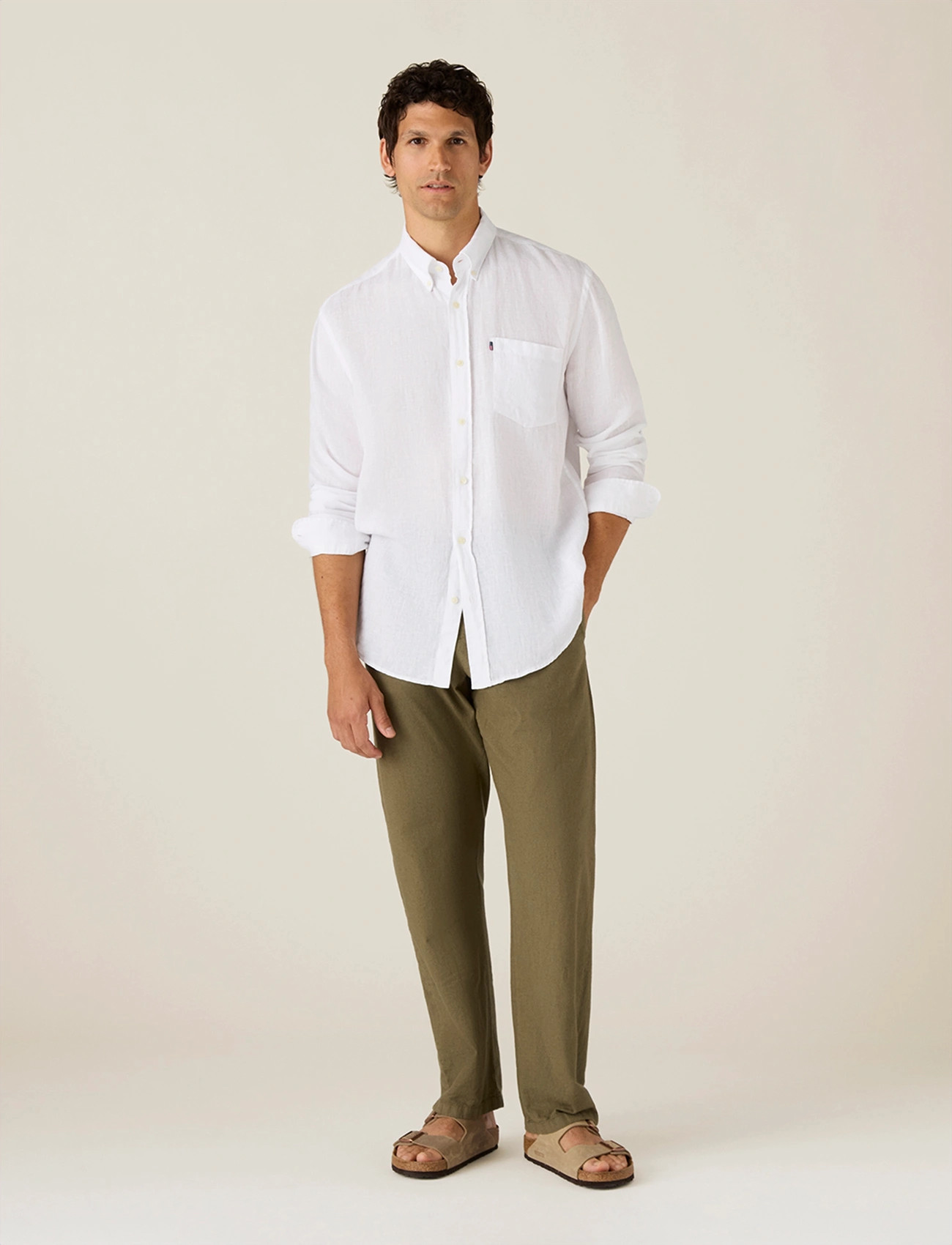Lexington Clothing Casual Linen B.d Shirt, XXL, White, Skjorter > Afslappet Shirts, Herre