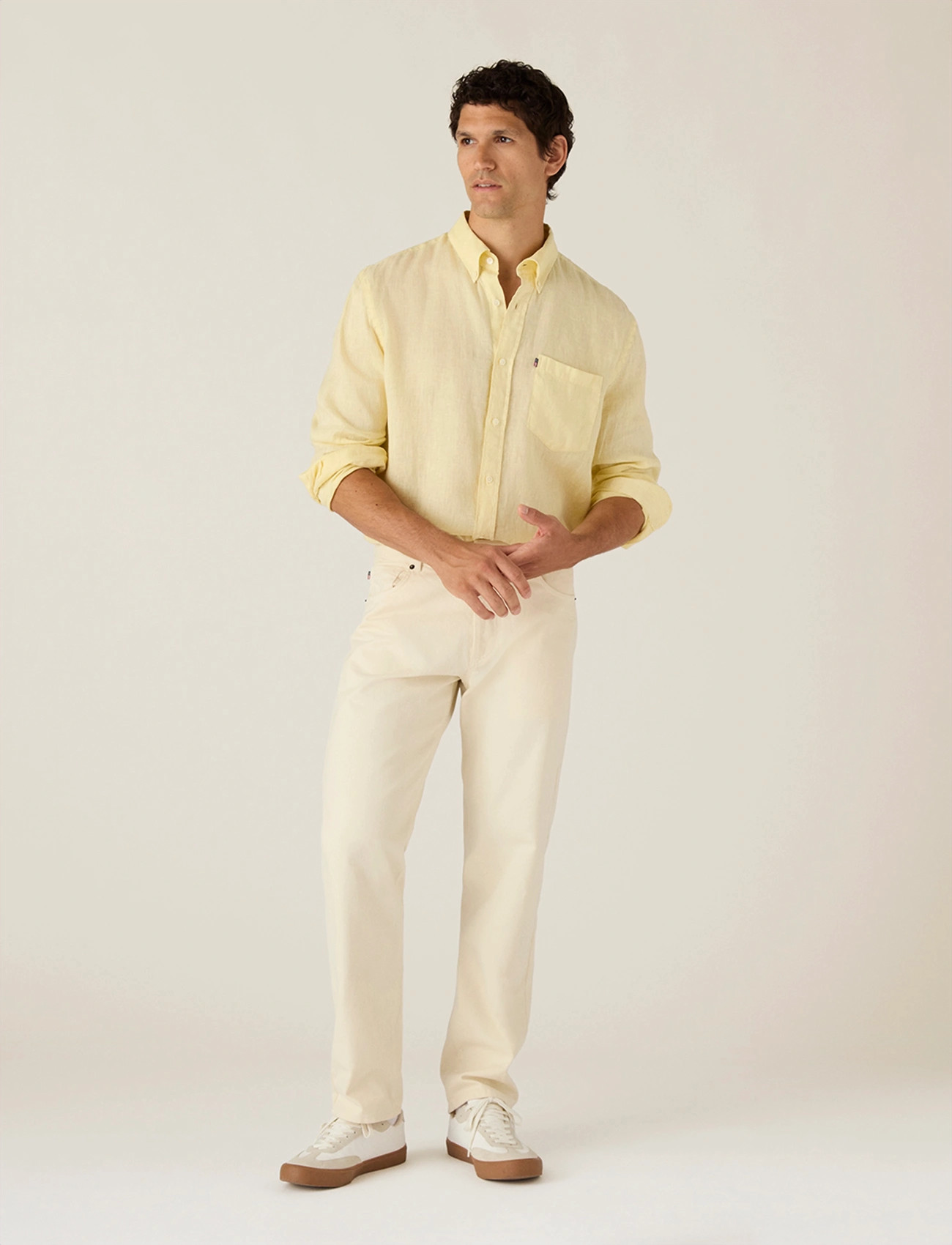 Lexington Clothing Casual Linen B.d Shirt, S, Yellow, Skjorter > Afslappet Shirts, Herre