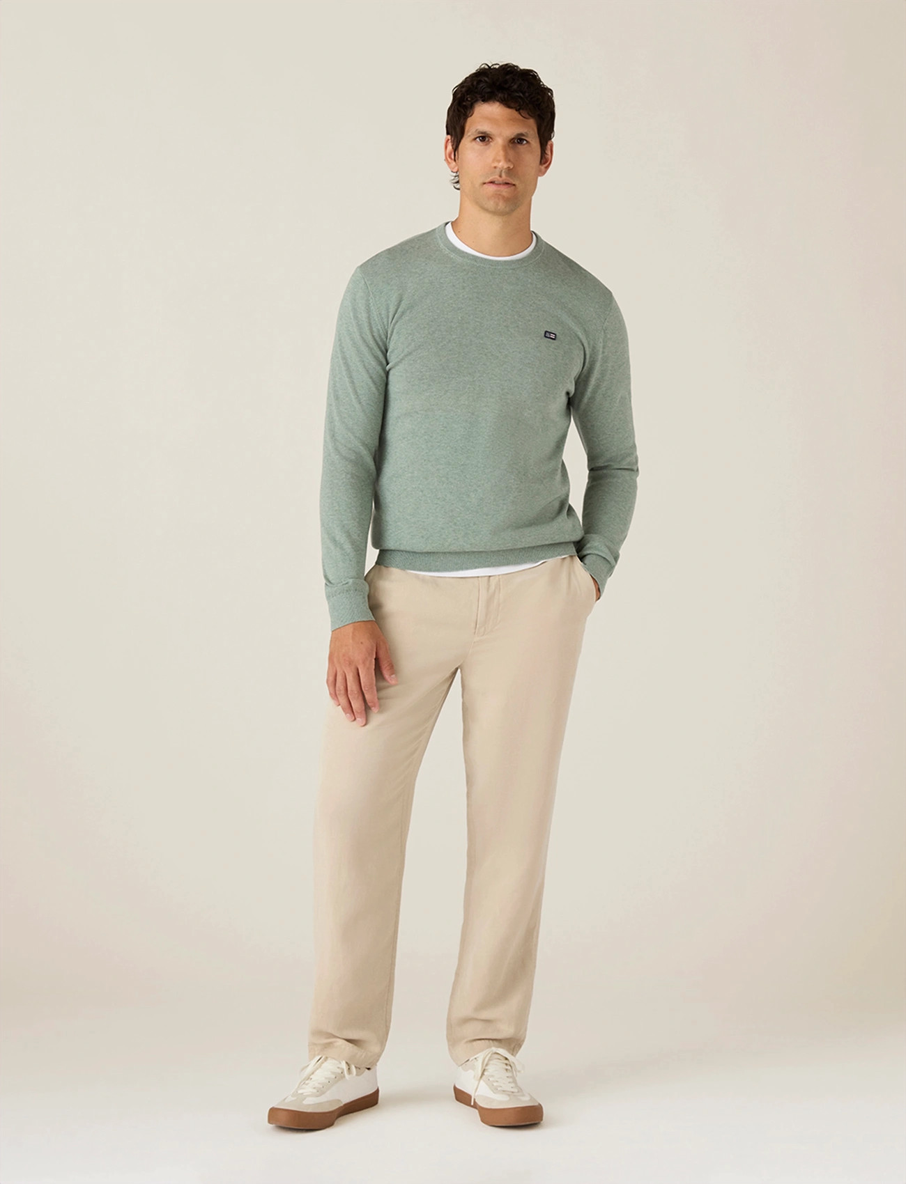 Lexington Clothing Cotton Crew Knitted Sweater, XXL, Green, Sweatshirts & Hættetrøjer > Sweatshirts, Herre