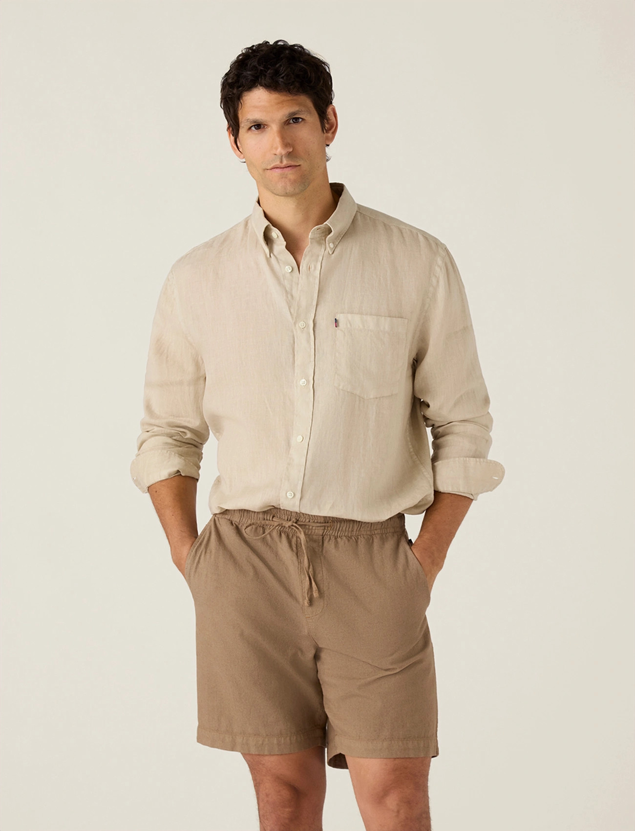 Lexington Clothing Casual Linen Blend Shorts, XXL, Brown, Shorts > Linen Shorts, Herre