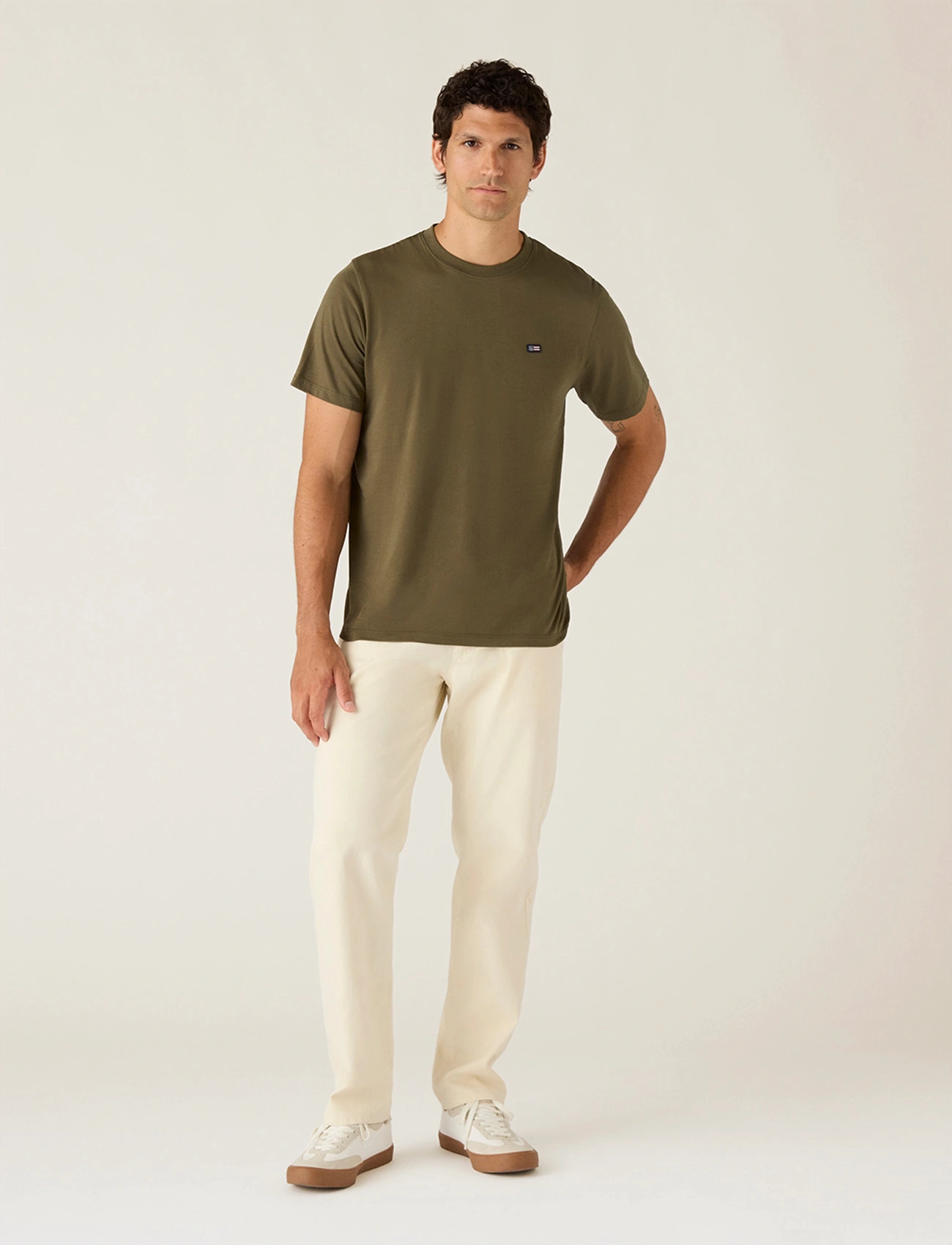 Lexington Clothing Classic Organic Cotton Logo Tee, S, Khaki green, T-Shirts > Kortærmede, Herre