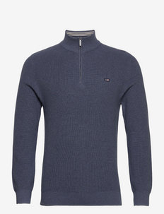 Clay Half Zip Sweater - truien met halve rits - blue melange