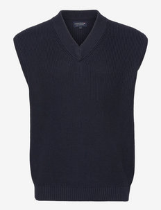 Toby Cotton/Lyocell Blend Knitted Vest - knitted vests - dark blue