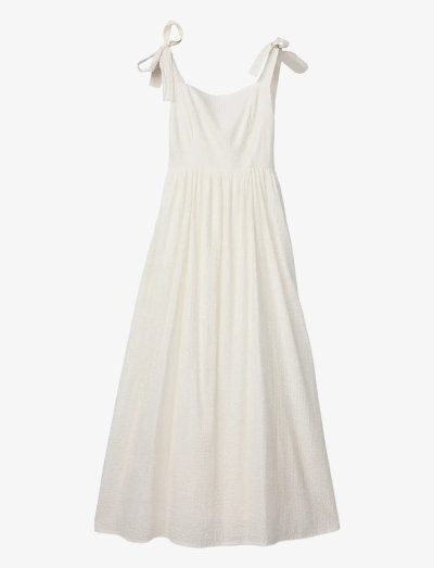 Bow-Strap Seersucker Summer Dress