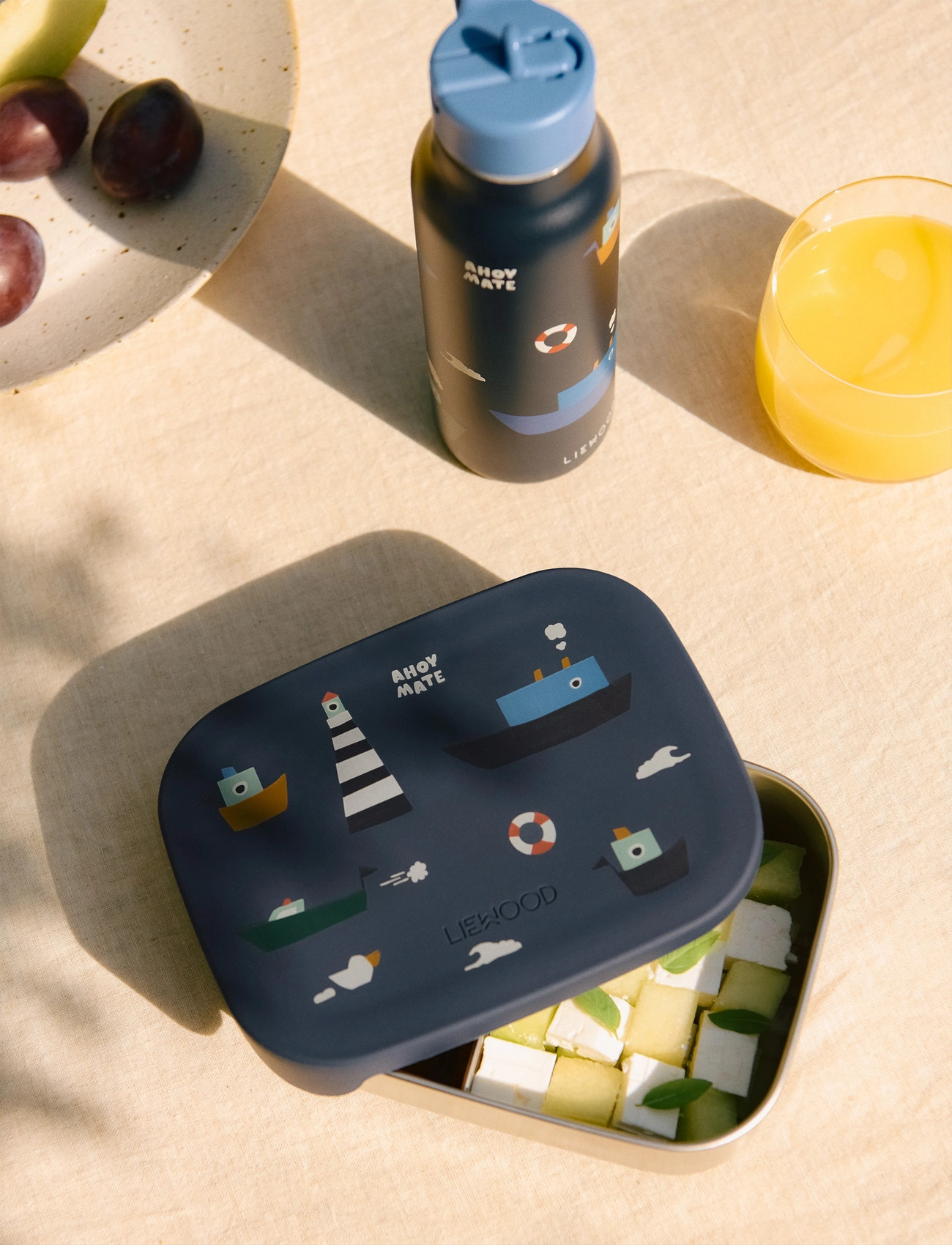 Liewood Arthur Printed Lunchbox, One Size, Navy, Måltidstid > Madkasser, Børn