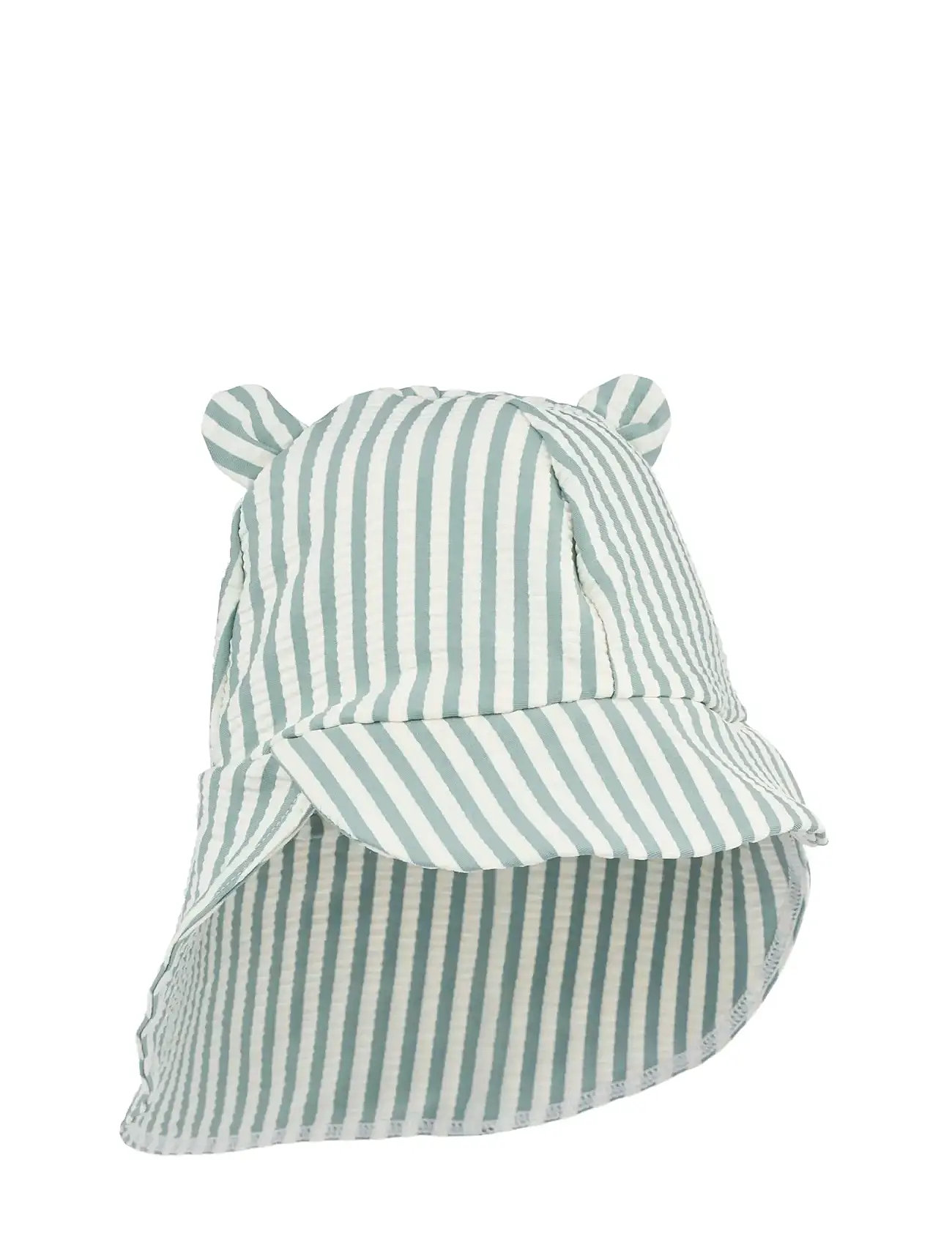 Liewood Senia Seersucker Sun Hat With Ears, 9/12M, Green, Tilbehør > Solhatte, Børn
