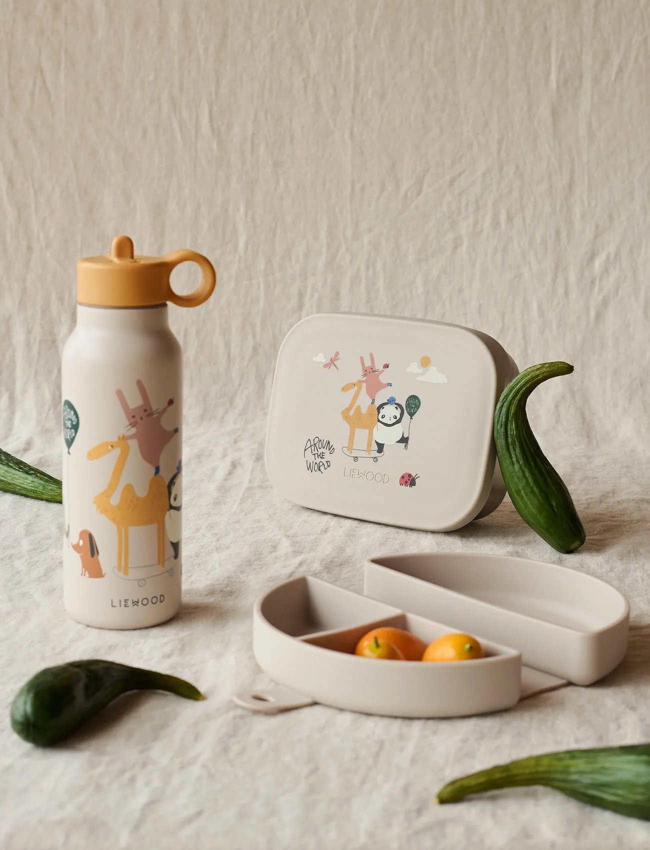 Liewood Falk Water Bottle 350 Ml, One Size, Home, Creme - Meal Time, Kinder