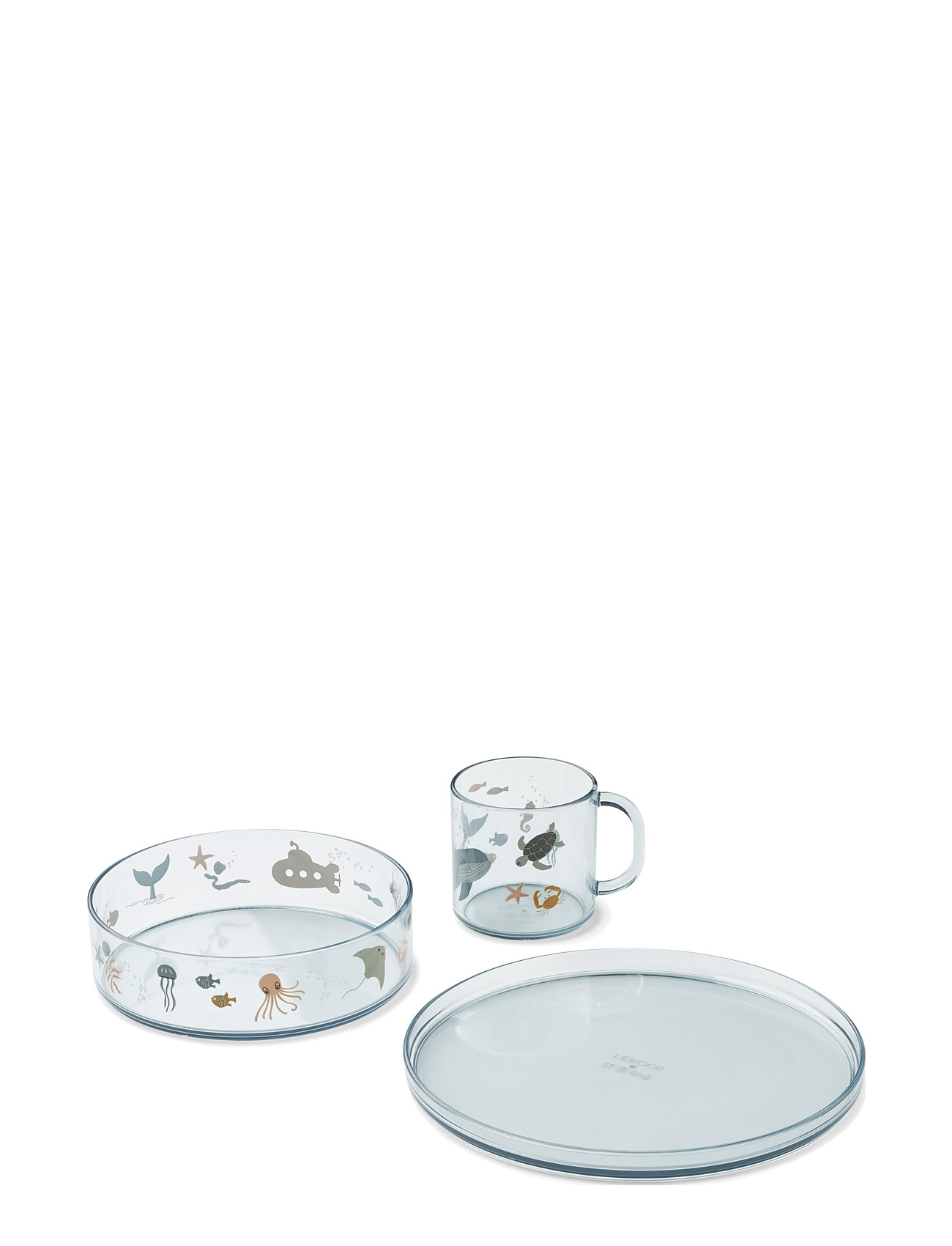 Liewood Siva Printed Tritan Tableware Set, One Size, Blue, Baby Feeding > Baby Dinner Sæt, Børn