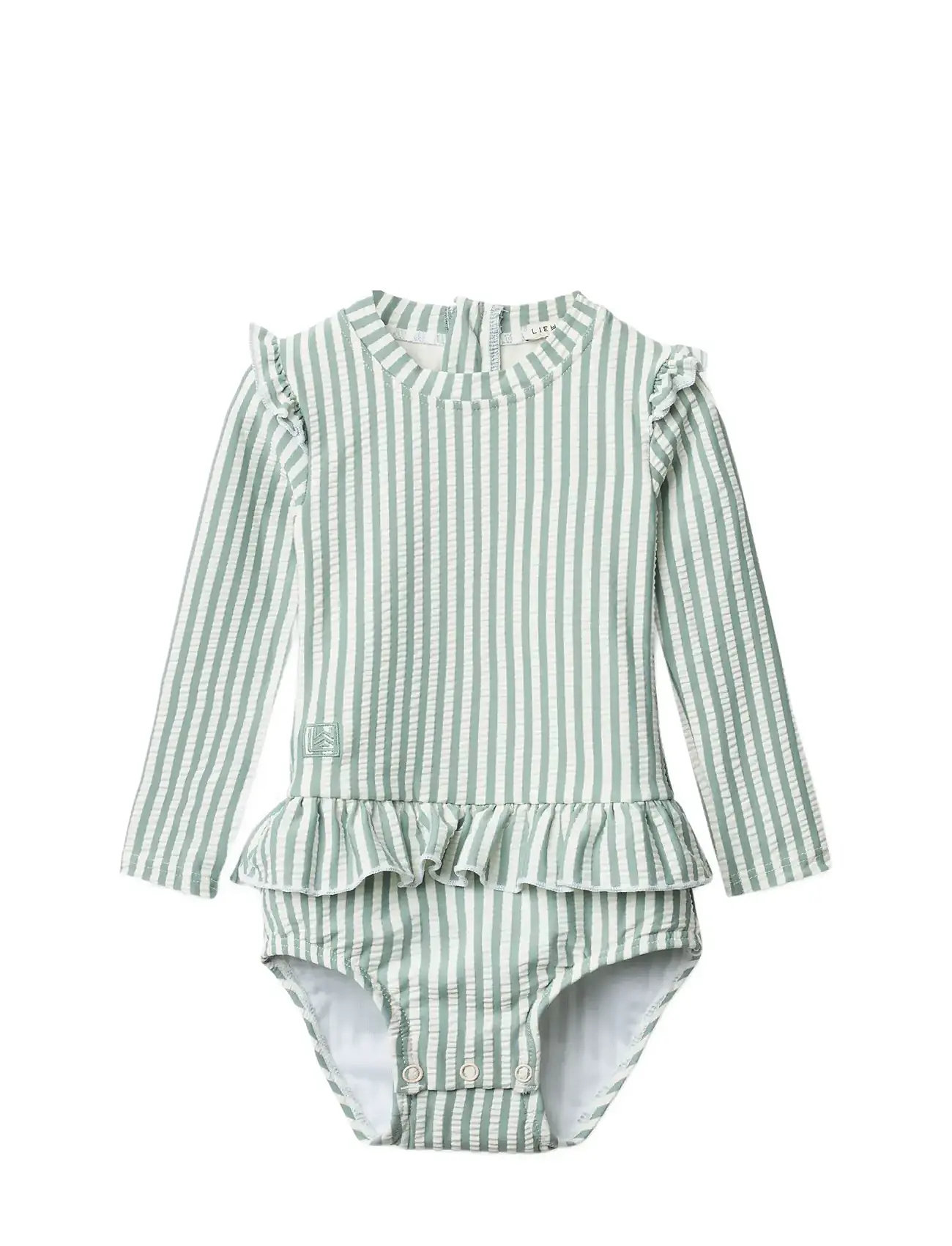 Sille Baby Seersucker Swimsuit Badedrakt Badetøy Green Liewood