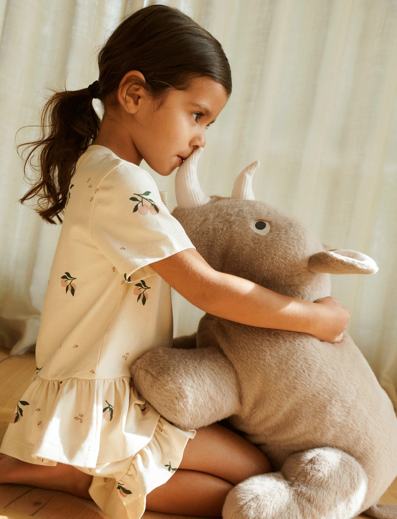 Liewood Ilford Set With Frills, 122/128, Cream, Pyjamas > Pyjamas-Sæt, Børn