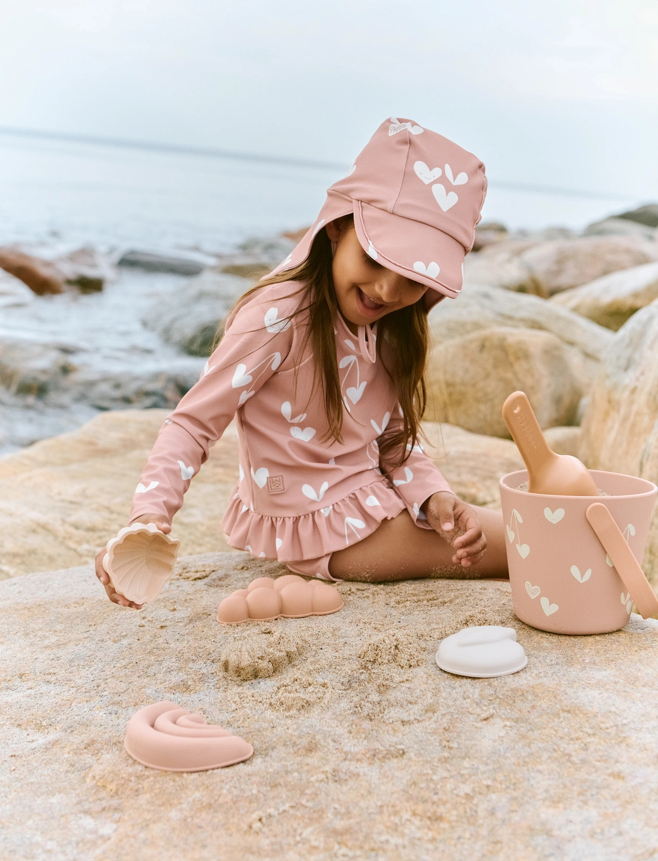 Liewood Gilma Sweethearts Beach Set, One Size, Pink, Outdoor Legetøj > Sand Legetøj, Børn